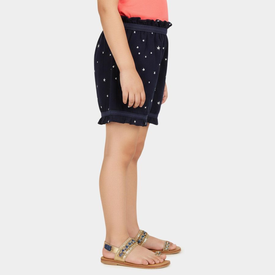 Girls' Navy Blue Regular Fit Star Printed Ruffled Bloomers, नेवी ब्लू, large