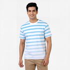 Men's Light Blue Cotton Round Neck Casual T-Shirt, Light Blue, small