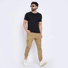 Men's Slim Fit Casual Trousers , Beige, small