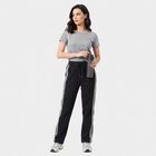 Women's Navy Blue Straight Fit Side-Striped Track Pants, Navy Blue, small