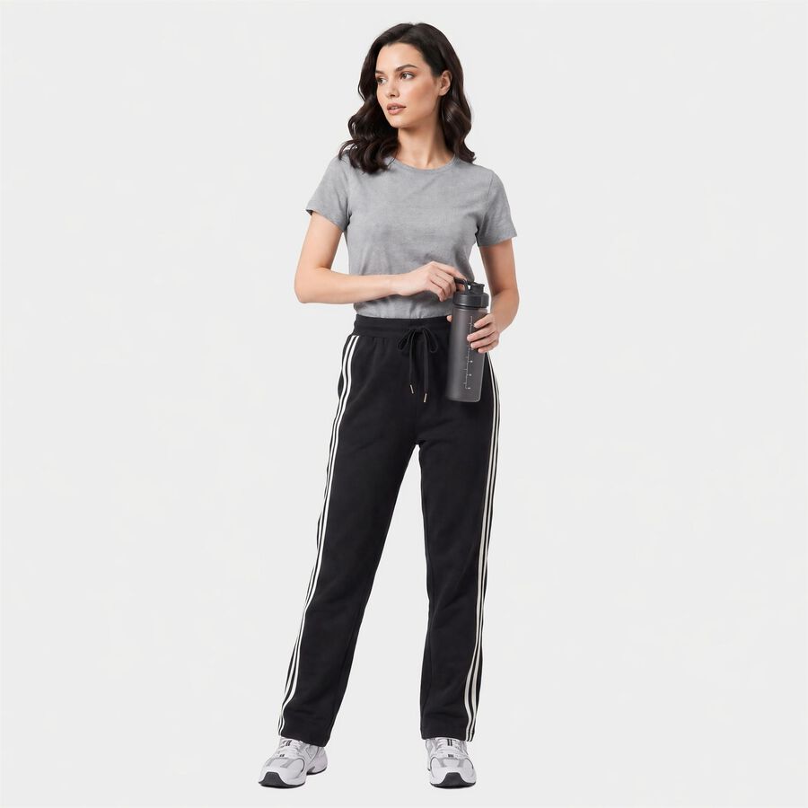 Women's Navy Blue Straight Fit Side-Striped Track Pants, Navy Blue, large