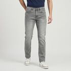 Men's Grey Slim Fit Washed Jeans, Light Grey, small