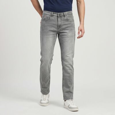 Men's Grey Slim Fit Washed Jeans