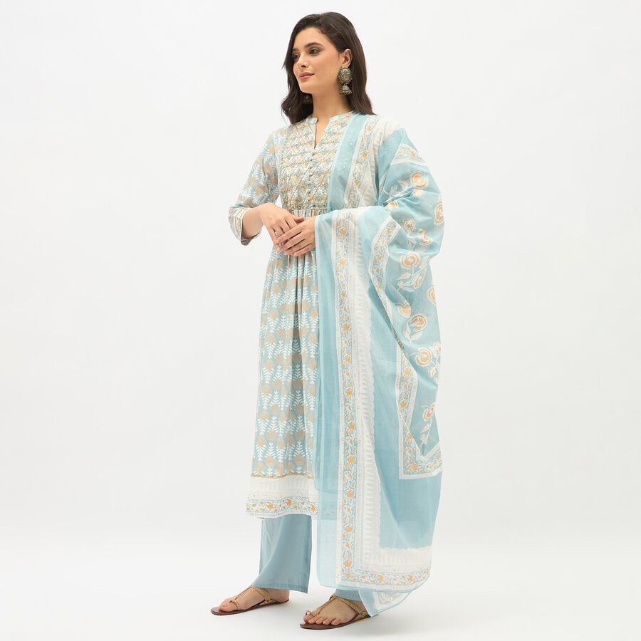 Ladies' 100% Cotton Kurta, Light Blue, large image number null