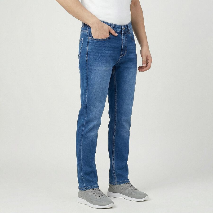 Men's Blue Slim Fit Jeans, Mid Blue, large