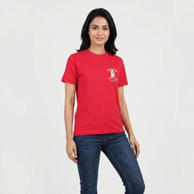 Women's Fuchsia Round Neck Regular T-Shirt