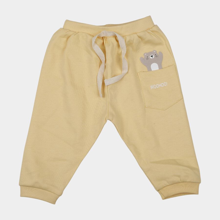 Infants Yellow Cotton Bear Print Pyjama, Yellow, large