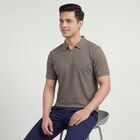 Men's Olive Polo Collar Casual T-Shirt, Olive, small