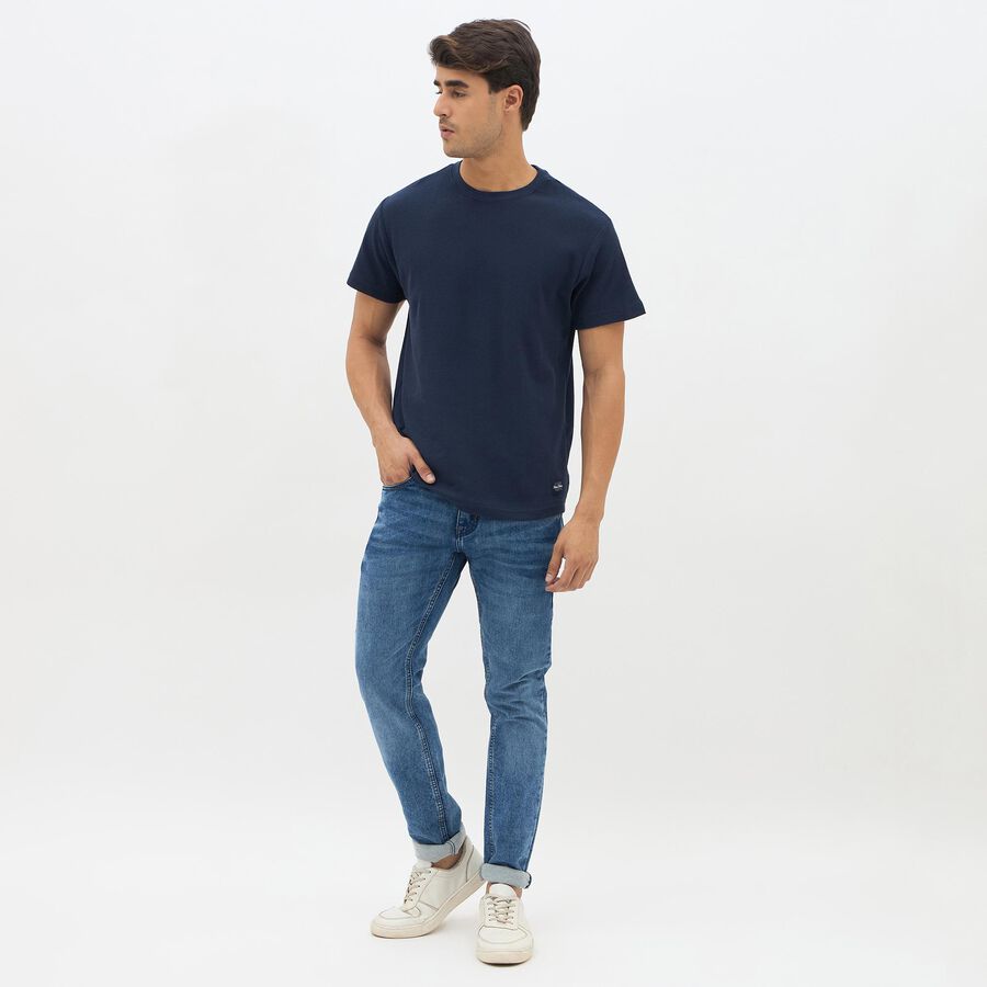 Men's Stonewashed Blue Skinny Fit Five Pocket Jeans, हल्का नीला, large image number null
