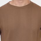 Men's Round Neck Half Sleeves T-Shirt, भूरा, small
