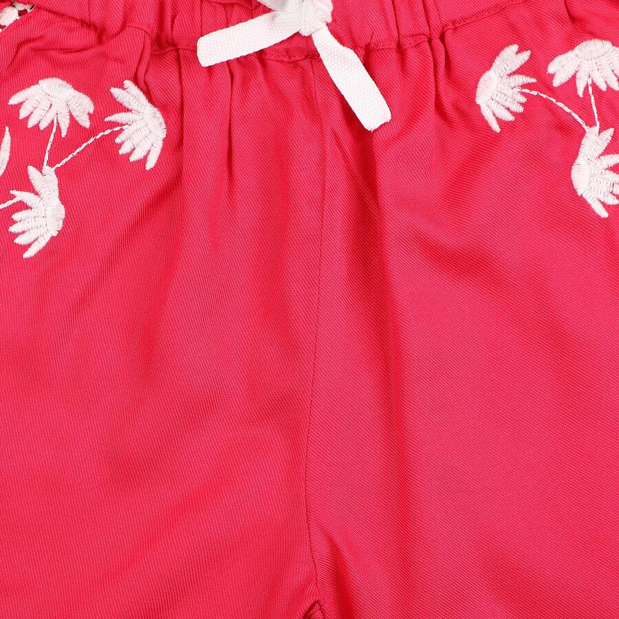 Girls' Fuchsia Regular Fit Solid Shorts, रानी (फ्यूशिया), large
