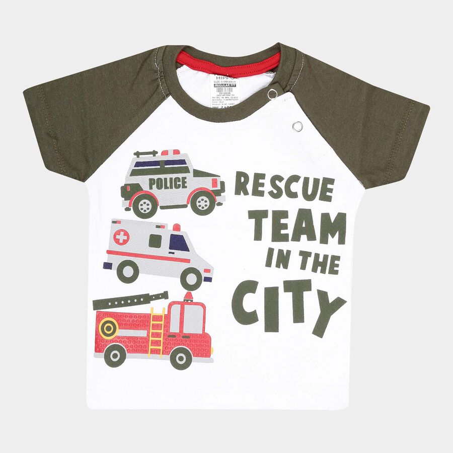 Infants Cotton T-Shirt, Olive, large image number null