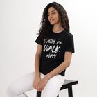 Ladies' Round Neck T-Shirt , काला, small image number null