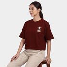 Women's Rust Cotton Round Neck Casual T-Shirt, Rust, small