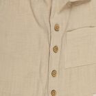 Infants' Beige Cotton Collared Textured Baba Suit, Beige, small