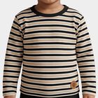 Boys Beige Cotton Blend Round Neck Regular T-Shirt, गहरा पीला, small