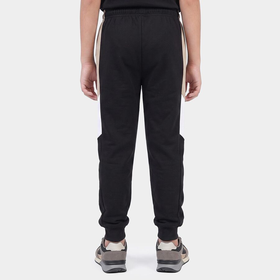 Boys Black Graphic Printed Jogger Pyjama, काला, large