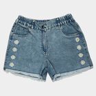 Girls Light Blue Regular Fit Daisy Applique Denim Shorts, Light Blue, small