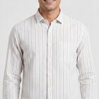 Men Beige 100% Cotton Casual Shirt, गहरा पीला, small