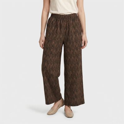 Women's Black Regular Fit Printed Palazzos
