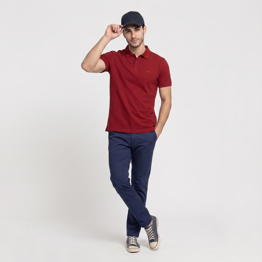 Men's Maroon Polo Neck Polo T-Shirt, मरून, large