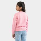 Girls Pink Crew Neck Graphic Print Sweatshirt, Pink, small