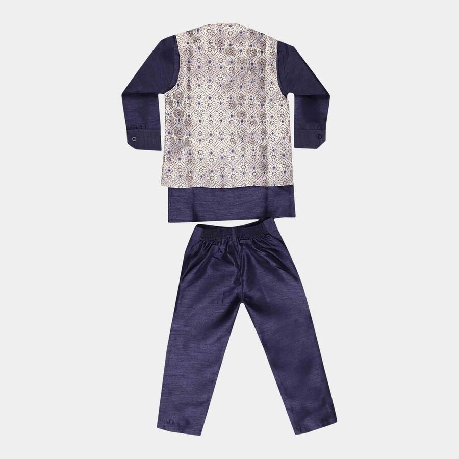 Boys Kurta Pyjama, Navy Blue, large image number null
