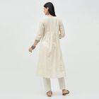 Women's Muted Blue Round Neck Classic Kurta, मध्यम नीला, small