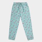 Girls' Blue Regular Fit Graphic Printed Pyjama, Light Blue, small