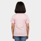 Girls Light Pink Cotton Round Neck Casual T-Shirt, हल्का गुलाबी, small