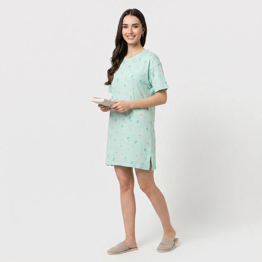 Ladies' Nighty, हल्का हरा, large