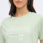 Women's Light Sage Green Round Neck Casual T-Shirt, Light Green, small