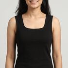 Women's Black Sleeveless Minimalist Slip, काला, small