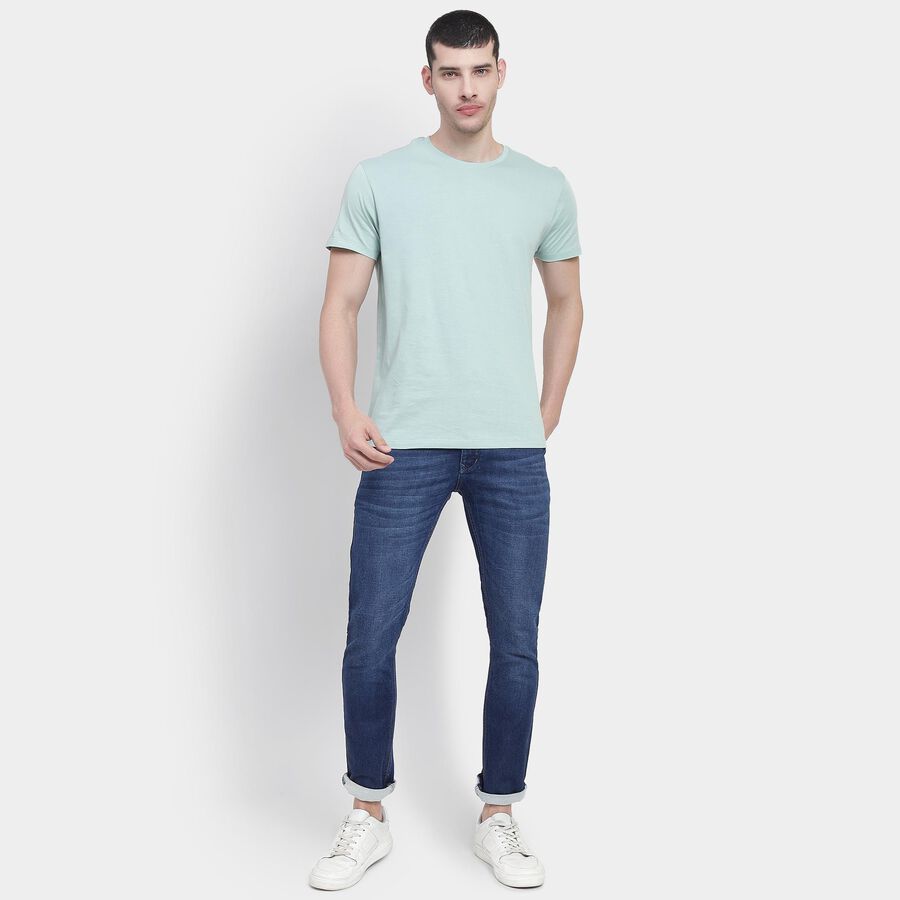 Men's Slim Fit Jeans, मध्यम नीला, large image number null