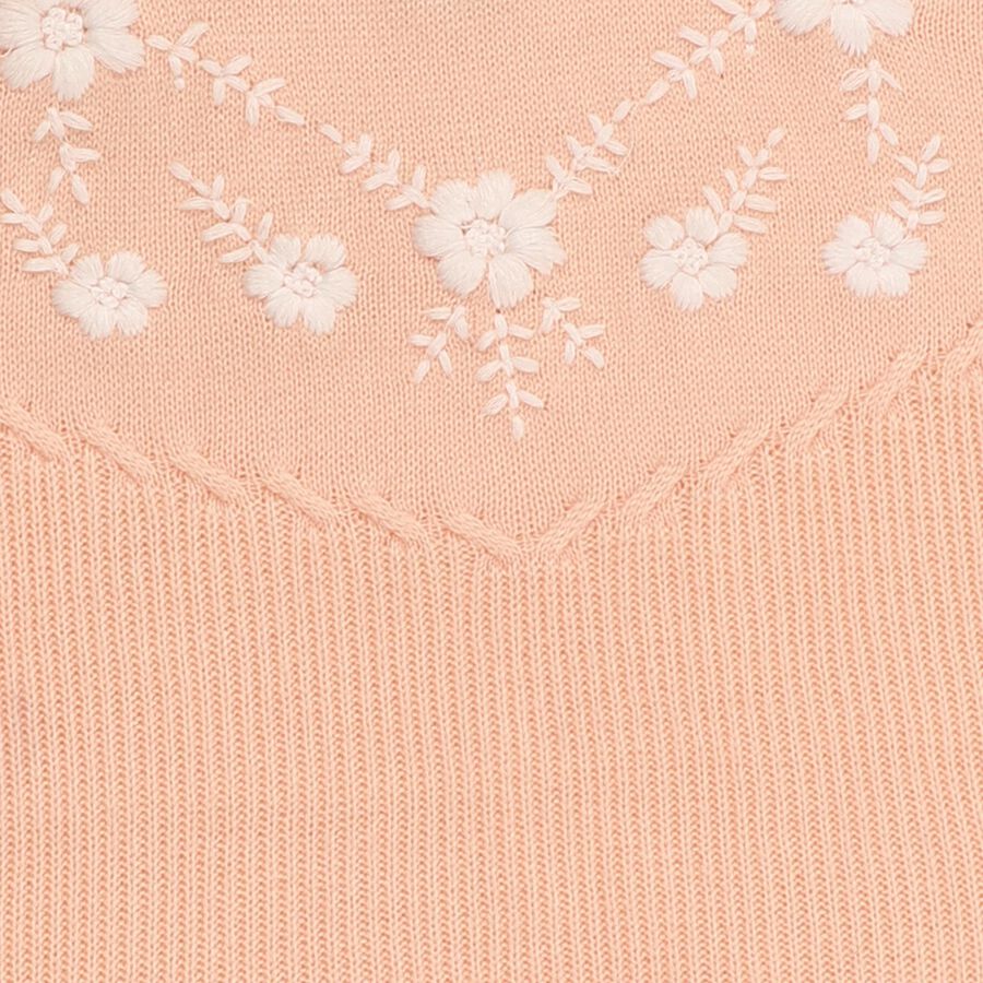 Girls Light Pink Crew Neck Floral Embroidered Pullover, Light Pink, large image number null