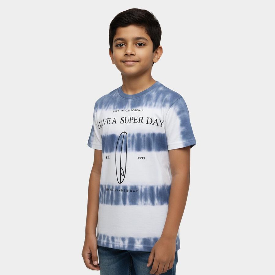 Boys' Half Sleeves T-Shirt, Mid Blue, large