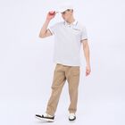 Men's Rich Eggshell White Cotton Polo Neck Printed T-Shirt, White, small image number null