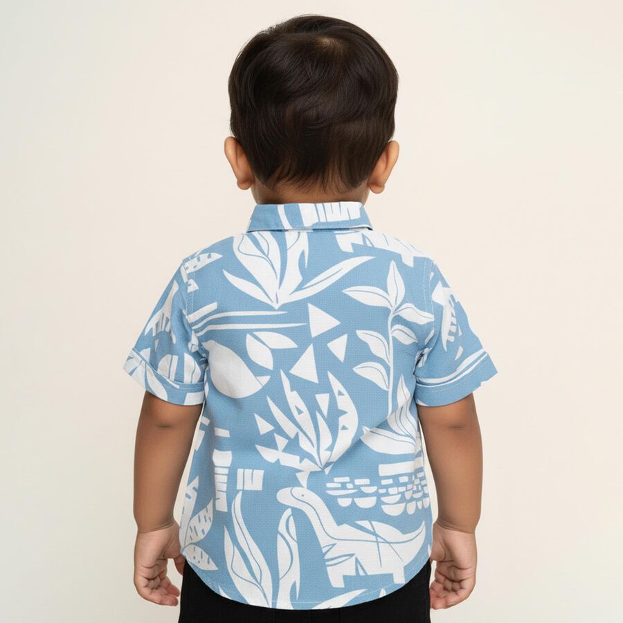 Infants Light Powder Blue Cotton Half Sleeve Classic Casual Shirt, Mid Blue, large image number null