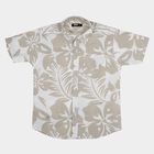 Boys' Beige Cotton Classic Collar Casual Shirt, Beige, small