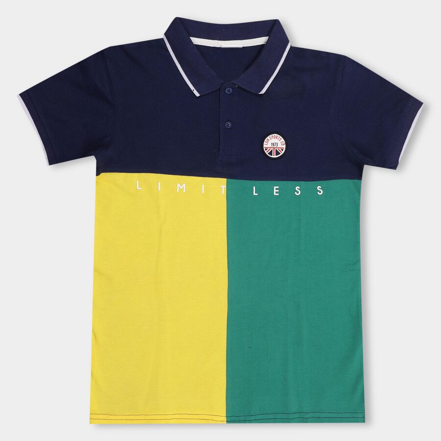Boys' 100% Cotton Half Sleeves T-Shirt , Navy Blue, large image number null