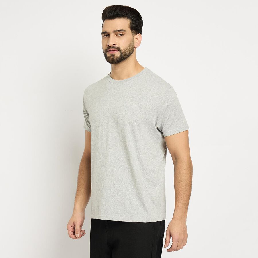 Men's Round Neck Half Sleeves T-Shirt , Melange Mid Grey, large image number null