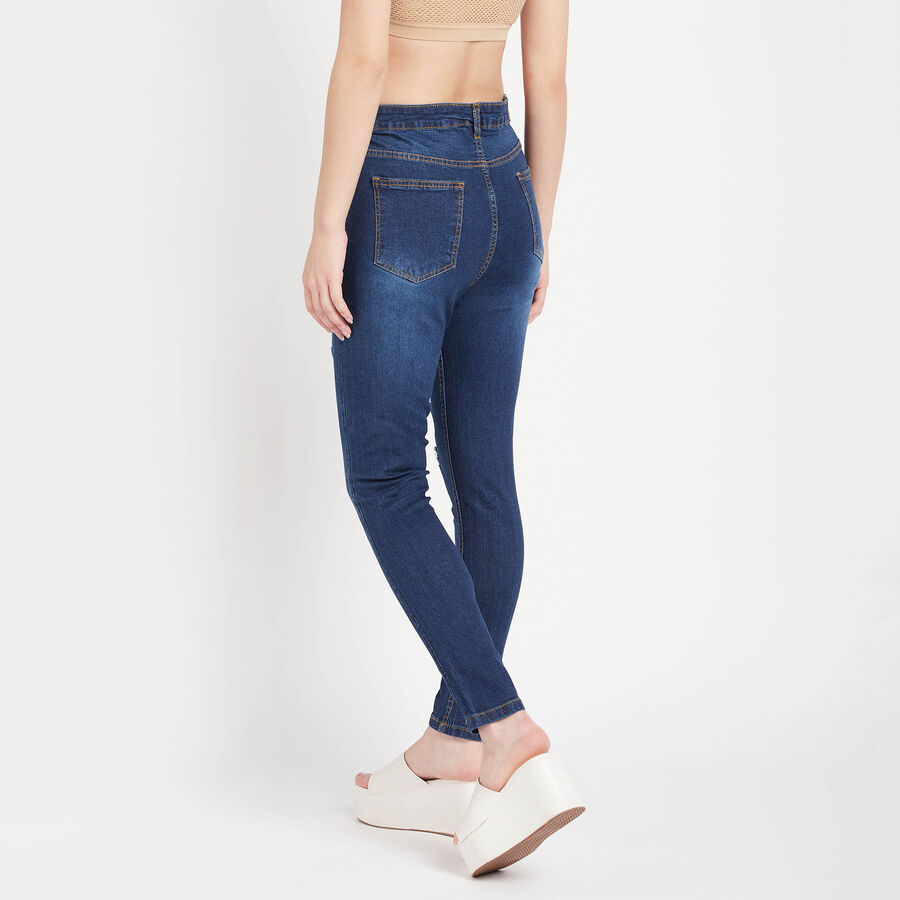 Skinny Fit High Rise Jeans, मध्यम नीला, large image number null
