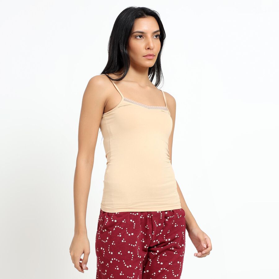 Ladies' Beige Cotton Sweetheart Neck Casual Slip, Beige, large