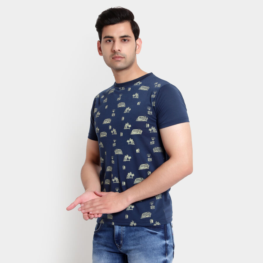 राउन्ड नेक टी-शर्ट, नेवी ब्लू, large image number null