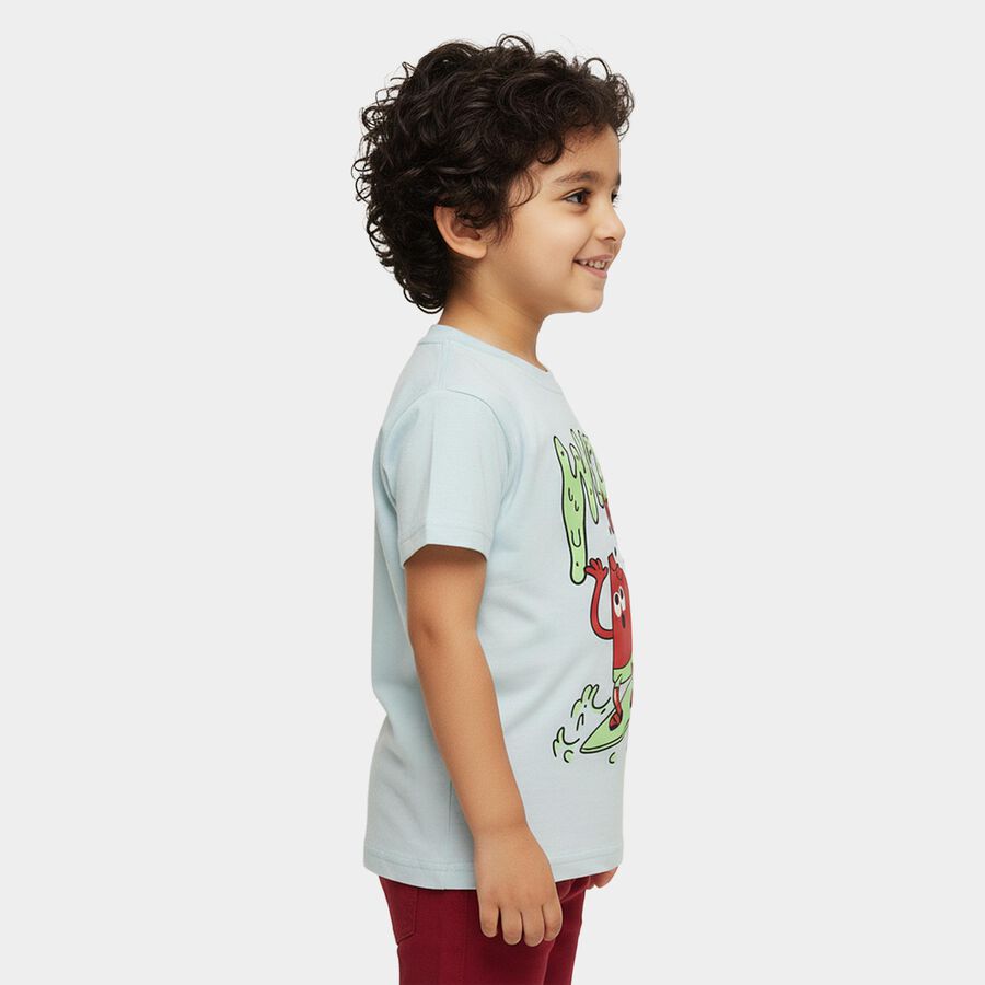 Boys' Half Sleeves T-Shirt, हल्का नीला, large