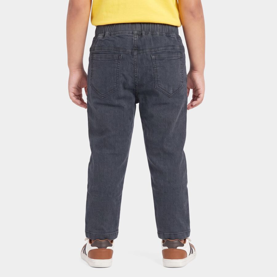 Boys Dark Grey Straight Fit Drawstring Jeans, Dark Grey, large