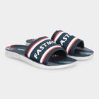 Men's Navy Blue PU Slip-On Slide Sandals, Navy Blue, small