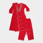 Girls' Fuchsia Square Neck Embroidered Peplum Top and Tiered Skirt Fusion Set, रानी (फ्यूशिया), small