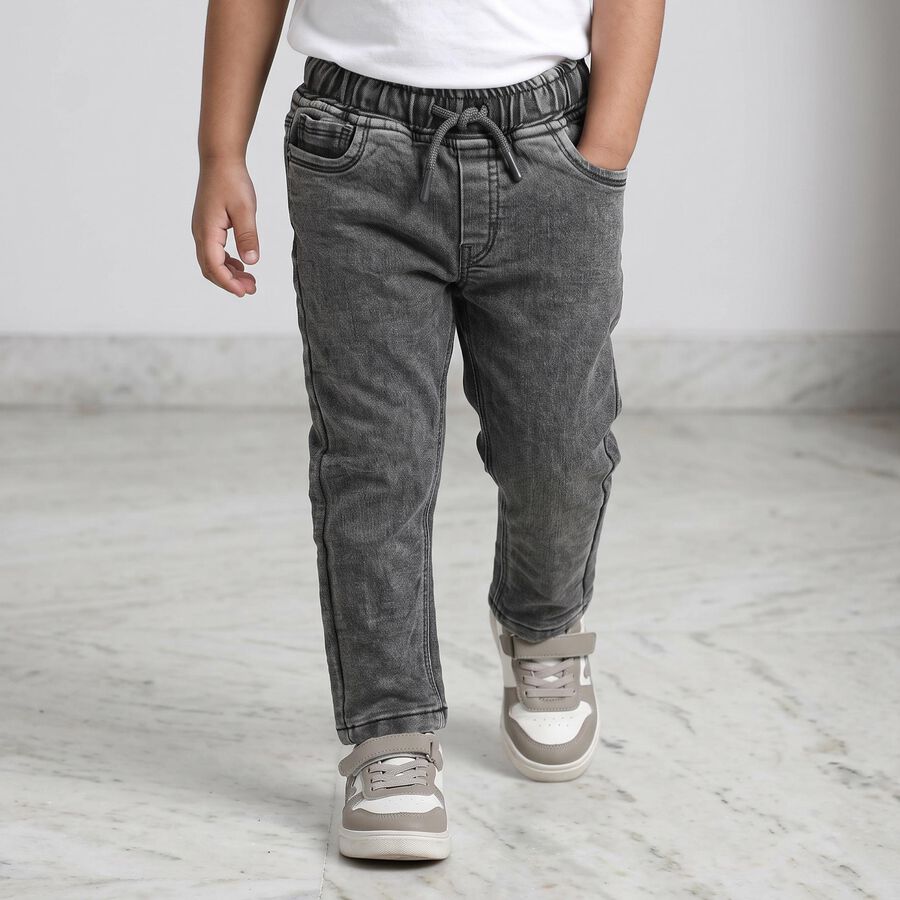 Boys Grey Slim Fit Washed Jeans, Light Grey, large