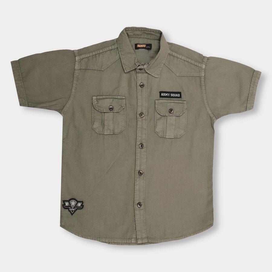Boys' 100% Cotton Casual Shirt , Olive, large image number null